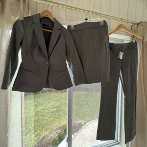 The limited collection women's suit skirt, pants and blazer-tall 2 gray
